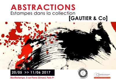 carton d'invitation pour l'exposition "Abstractions, estampes de la collection Gautier & Co"  Schumm-Braunstein pour l'exposition "Abstracvtions, estmapes dans lacollection Gautier & Co"