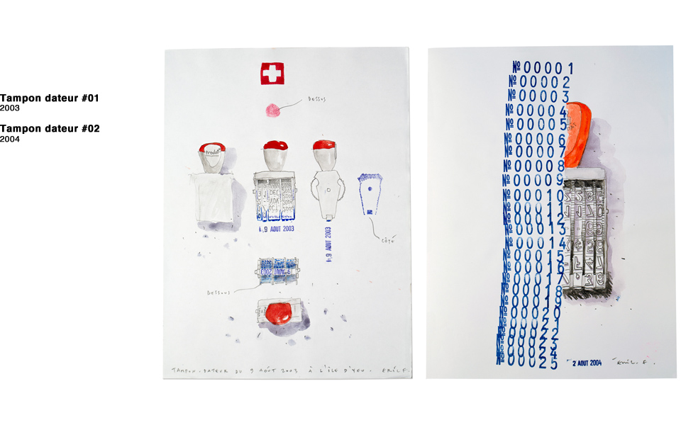 Dessins "Tampon dateur #01"et "Tampon dateur #02"