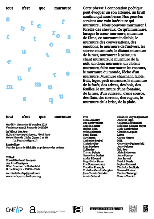 verso du carton d'invitation à l'exposition "Tout n'est que murmure"