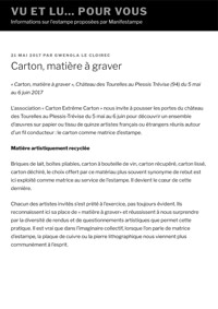 Article "vu et lu... pour vous" sur le site de Manifestampe